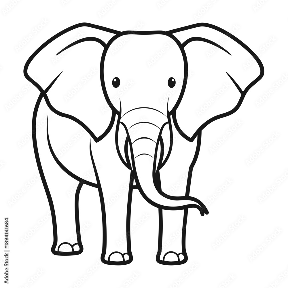 Obraz premium Elephant Outline - Minimalist Animal Icon on White