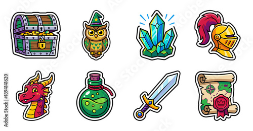 Cartoon Fantasy Adventure Decorative Sticker Set for Tabletop Gaming Stationery and Scrapbooking Graphics