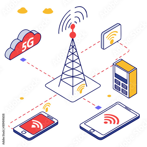 5G Wireless Technology Concept - Abstract Network Lines