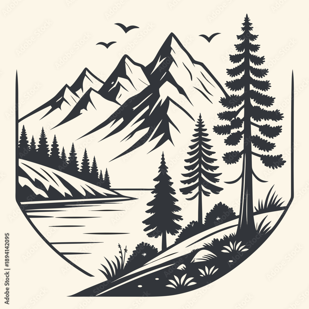 Fototapeta premium Decorative Vector Landscape Background for Modern Branding Design