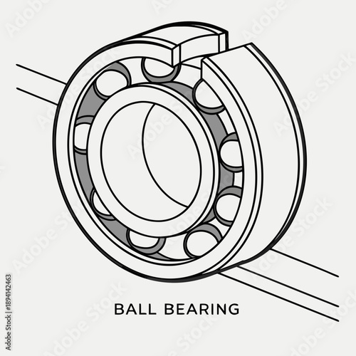 Detailed Industrial Ball Bearing Cross Section Mechanical Illustration