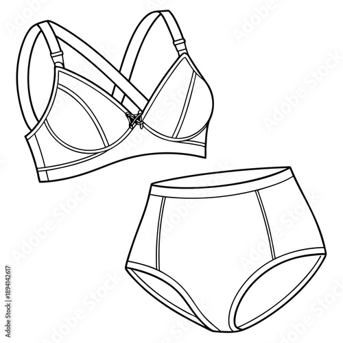 Maternity Bra and High Rise Panty Line Art Fashion Illustration