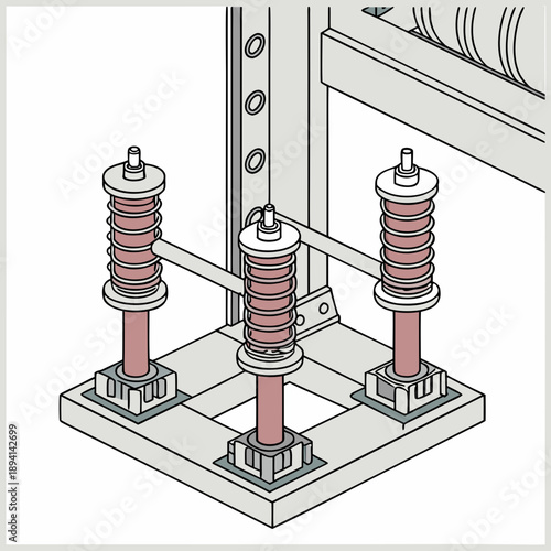 Mechanical Vibration Isolation System Diagram Vector Art