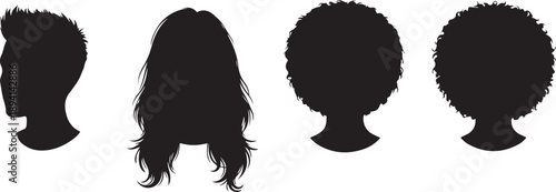 Silhouettes of different hairstyles