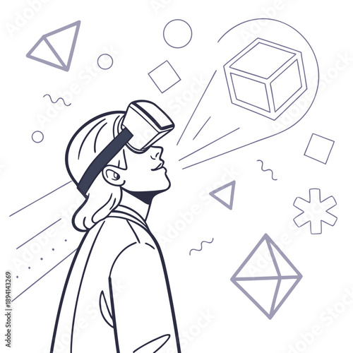 Isometric VR Headset in Use by Person