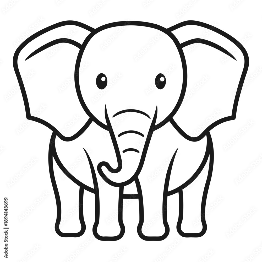 Obraz premium Simple Elephant Outline - Minimalist Wildlife Animal Vector Icon