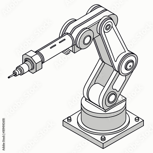 Robotic Mechanical Arm Joint System - Isometric Vector Illustration
