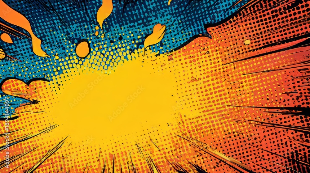 Fototapeta premium Colorful comic halftone background for ads or covers. 