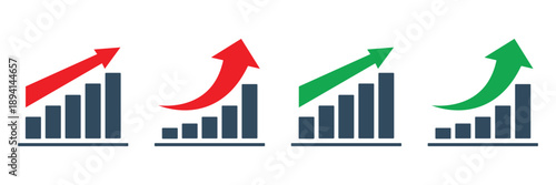 Up and down graph chart icon. Growth increase and decrease sign. Graph or diagram with arrow going up and down. Vector