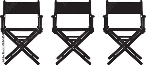Black director chairs with fabric backrests and armrests black chairs folding chairs