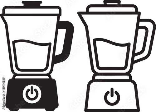 Blender Icons, Kitchen Appliance Silhouettes, Filled and Outline Style, Minimal Vector Set