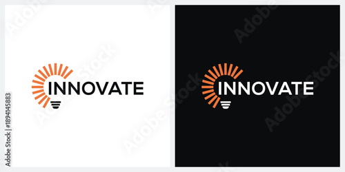 innovate logo design vector, typography light bulb logo icon concept