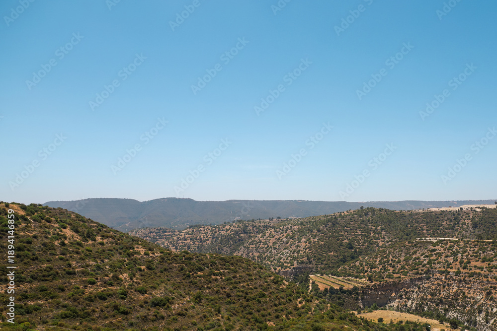 Fototapeta premium The Troodos Mountains in Cyprus, near Limassol. A popular route for hikers, offering scenic views and natural landscapes