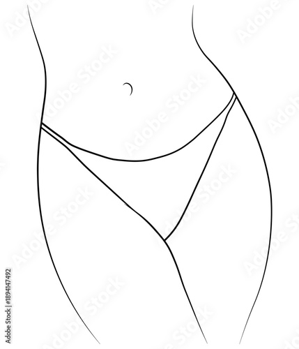 Woman legs swimsuit panties bikini hand drawing