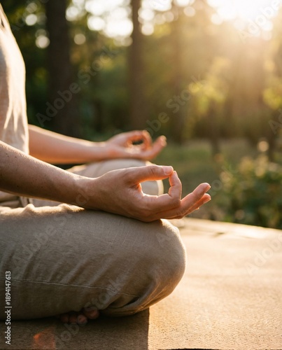 Wallpaper Mural Woman Meditating in Serene Outdoor Setting. Torontodigital.ca