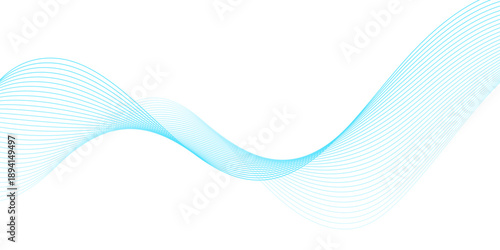 Abstract digital motion background with flowing wave lines in light cyan blue, showcasing minimalist smooth curved streaks forming a clean modern vector pattern on transparent. 