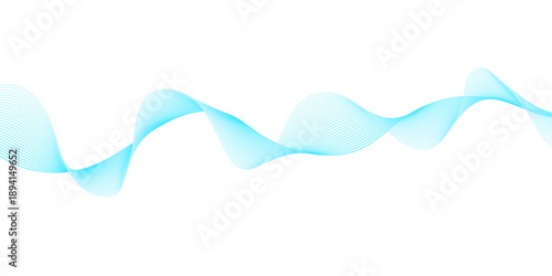 Abstract digital motion background with flowing wave lines in light cyan blue, showcasing minimalist smooth curved streaks forming a clean modern vector pattern on transparent. 