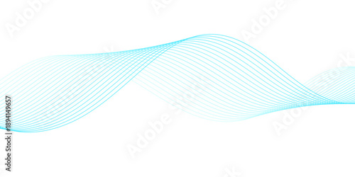 Abstract digital motion background with flowing wave lines in light cyan blue, showcasing minimalist smooth curved streaks forming a clean modern vector pattern on transparent. 
