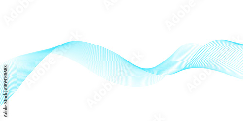Abstract digital motion background with flowing wave lines in light cyan blue, showcasing minimalist smooth curved streaks forming a clean modern vector pattern on transparent. 
