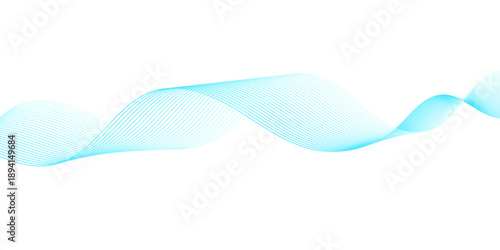 Modern abstract wave line design in light blue and cyan tones, showcasing flowing curves and smooth digital motion patterns on transparent for clean minimalist tech design use.