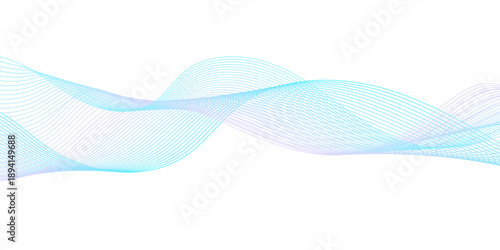 Modern abstract wave line design in light blue and cyan tones, showcasing flowing curves and smooth digital motion patterns on transparent for clean minimalist tech design use.