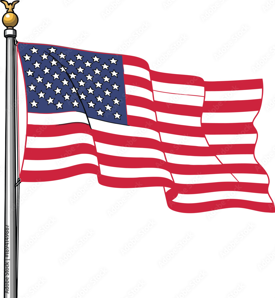 Fototapeta premium The flag of the united states of america waving in the wind