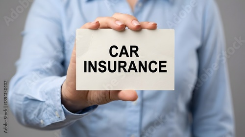 Business Professional Holding Car Insurance Sign Card Concept