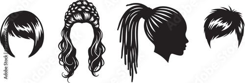 Various hairstyle silhouettes