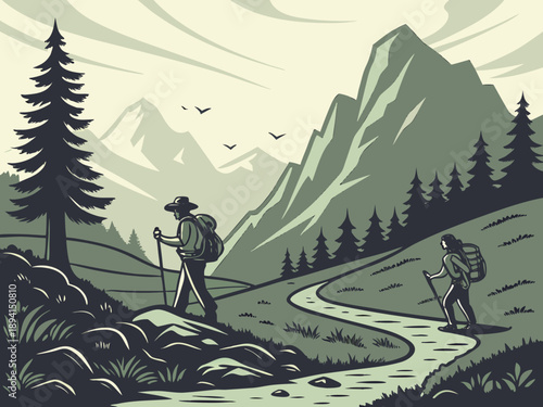 hiking in the mountains