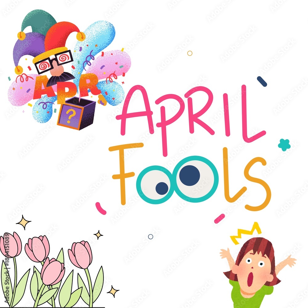 Fototapeta premium April Fools Day Social Media Post Template - 8