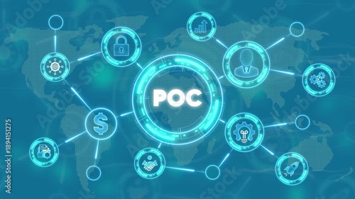 Proof of Concept P O C Business Technology on Map Background innovation