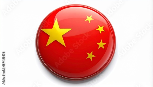 Circular badge of the national flag of China with five yellow stars