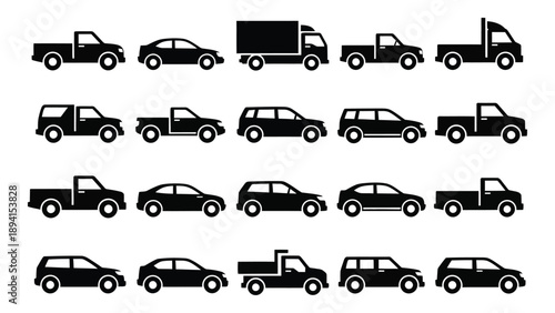Collection of various vehicle silhouettes Vector
