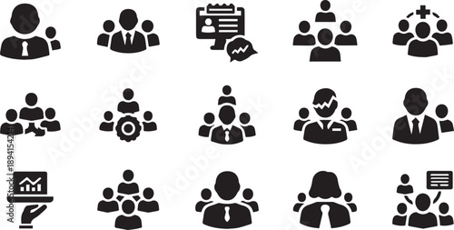 Corporate Leadership Human Resources and Business Management Icon Set