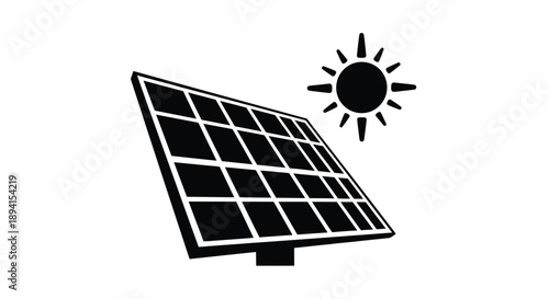 Solar panel absorbing sunlight a bold black silhouette