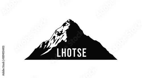 Lhotse mountain peak with text a striking black silhouette