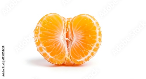 Fresh orange slice half isolated white background