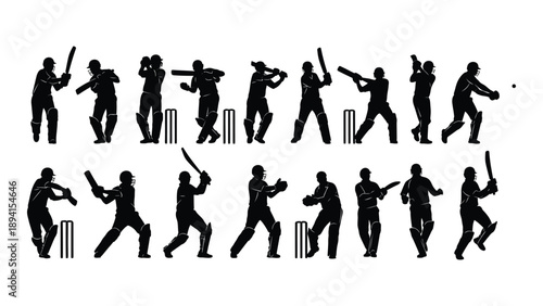 Cricket players in action Vector