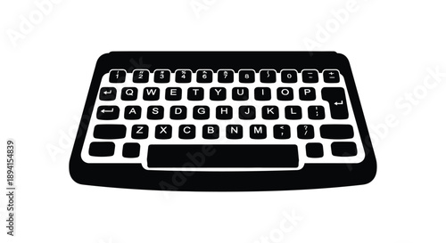 A black silhouette of a computer keyboard minimalist design silhouette