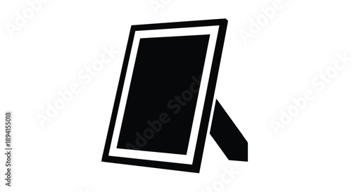 Black picture frame stands angled a simple graphic silhouette
