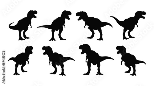 Eight dinosaur silhouettes Vector