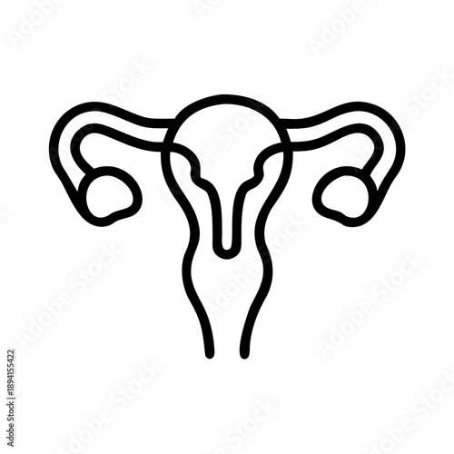 Gynecologist symbol with female reproductive system on a plain background