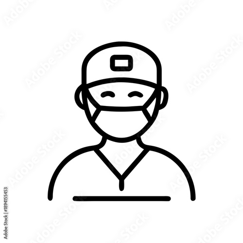 Surgeon wearing scrubs and mask on a plain background