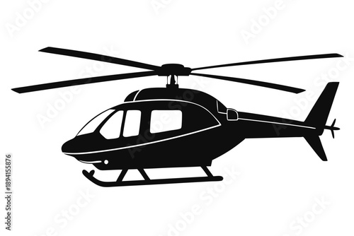 helicopter silhouette line art vector illustration with a white background