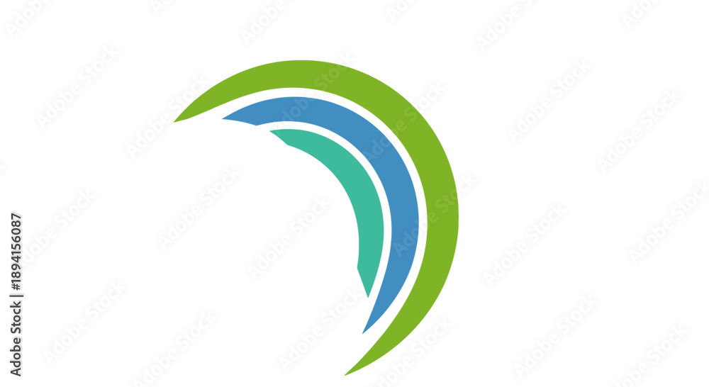 Fototapeta premium Abstract curved lines in green and blue hues.