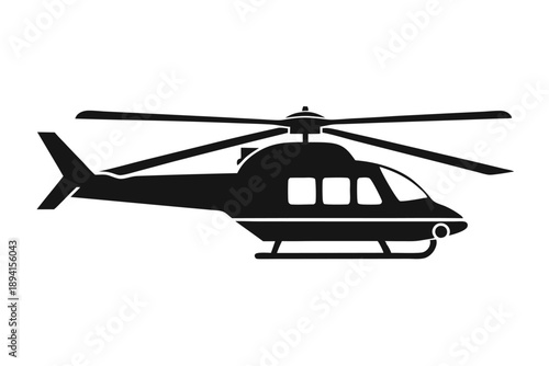 helicopter silhouette line art vector illustration with a white background
