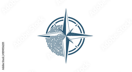 Compass rose with fingerprint texture symbolizing unique direction and identity.