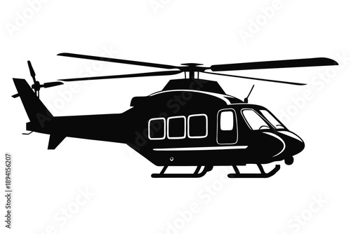 helicopter silhouette line art vector illustration with a white background