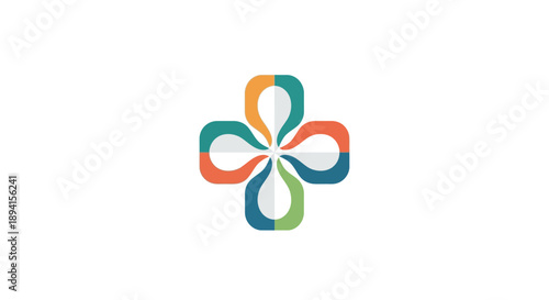 Colorful Abstract Petal Cross Logo Design.