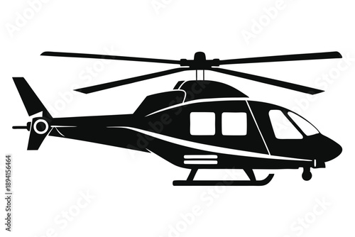 helicopter silhouette line art vector illustration with a white background